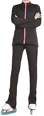 Kmgjc Eiskunstlauf-Jacke mit Hose, Mädchen, Schlittschuh-Jacke, Hose, schwarz, 8