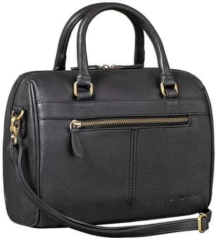 STILORD Cassandra Leder Handtasche Damen Fashion-Tasche Ledertasche Henkeltasche Umhängetasche und Schultertasche Echtleder Farbe:schwarz