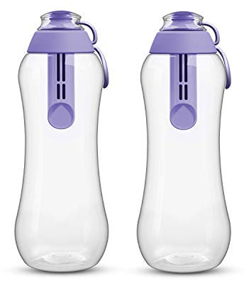 PearlCo - Zwei Trinkflaschen SOFT mit Filter 0,7 Liter (lila) | Wasserflasche BPA-Frei | Schule, Sport, Wasser, Unterwegs