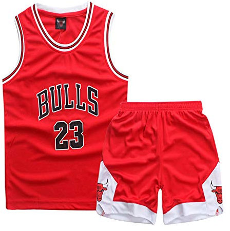 ISOVNUS Geek UP Kleine Jungen 2er-Set Basketball Trainings Ärmellos Trikot und Hose, Little Boys Basketball Training Jersey (3-4 Jahre, S, Rot)