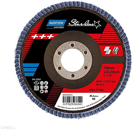 NORTON Starline Lot de 10 disques à lamelles en alumine avec oxyde de zirconium Grain 40 125 mm