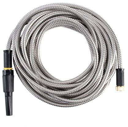 linoows Edelstahl Gartenschlauch, 10 m Flex Wasserschlauch, unknickbar Gartenschlauch
