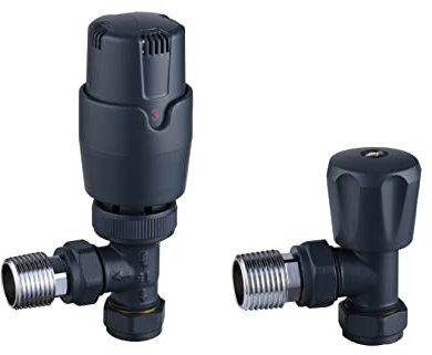 Keenware KRA-195 Thermostatic Radiator Angled Valves: Anthracite Grey