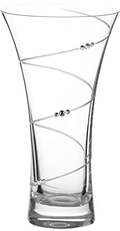 DIAMANTE Swarovski Hohlseitige Vase 'Swirl' Kristalltrompetenvase – Kristallglas (21 cm)