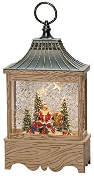 Konstsmide LED Wasserlaterne, Santa und Baum, naturfarben, wassergefüllt, 5h Timer, 1 warm weiße Diode, batteriebetrieben & USB, Innen - 4288-000