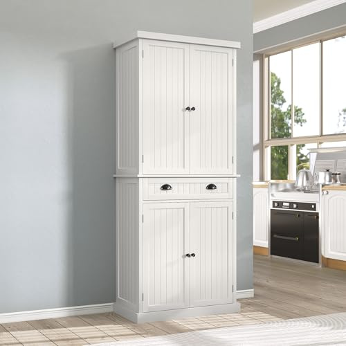 ARTPOWER 72 Tall Freestanding Pantry & Kitchen Storage Cabinet, White