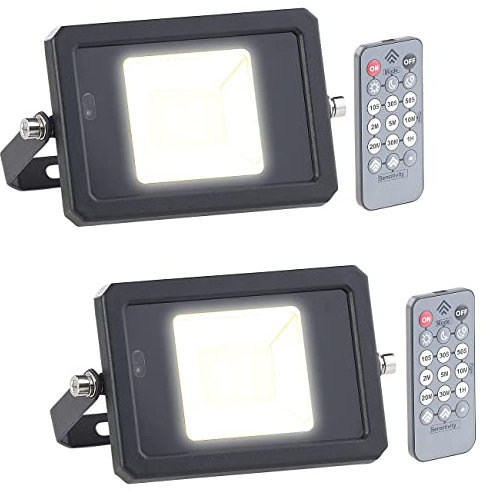 Luminea LED Fluter Fernbedienung: 2er-Set wetterfeste LED-Fluter, Radar-Bewegungssensor, Fernbed., 10 W (Strahler Bewegungsmelder, Bewegungsmelder mit Fernbedienung, Lampe Bewegung)