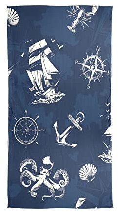 YOUJUNER Damen Seidentücher Marine-Anker-Segelboot Seide Schal Halstuch Lang Halstuch Halstücher Seidenschal