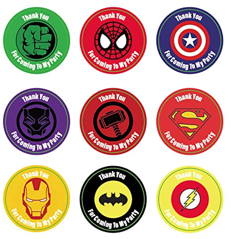 45*Superhero Birthday Party Stickers Thank You for Coming to My Party Superhero Birthday Party Decoration Party Bags Fillers for Kids Friends Gift Present Treat Parties Sweet Bag Labels Sticker
