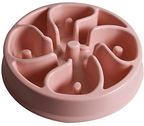 HOCHSTE Dog Slow Feeder Bowl for Pet Cat Puppy Feed Anti Bloating Interactive Dish Pink