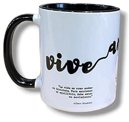 Mugg BOEMY - Taza con Diseño Original Vive Ama Sueña - Frases Personajes Famosos de Motivación – Vive, Ama, Sueña – Regalos, Ocasion y especial, Desayunos originales 355 ml / 11,2oz - 8,2x9,5cm