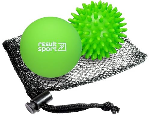 ResultSport Lacrosse & Igelball Massageball Set, Plantarfasziitis, Fußmassage, Triggerpunktmassage, Tiefengewebe, myofasische Linderung (Grün)