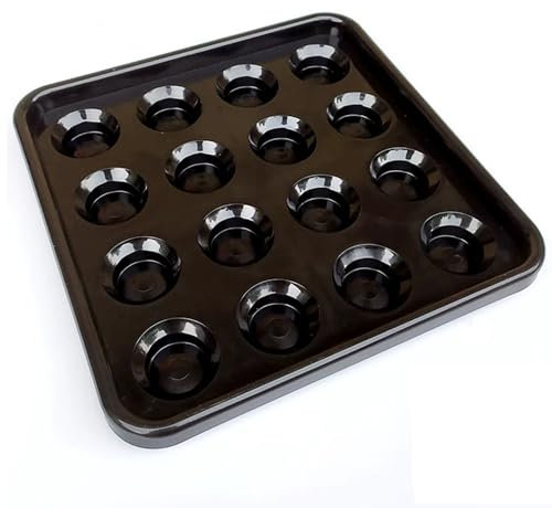 Sinsilvie Pool Ball Tray for 16 Balls, 2 1/4-Inch or Less, Black Plastic Carrying Tray for Snooker or Billiard