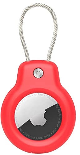 SPGUARD Compatible with Apple AirTag Secure Holder With Wire Cable,Air Tag Lock Case Keychain Key Ring Key Chain Luggage tag For Keys, Luggage & More