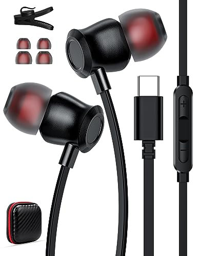 Auriculares USB C para iPhone 16e Samsung Galaxy S25 Ultra A16 A55 A35 A34, Auriculares USB Tipo C con micrófono Auricular con Cable Tipo C Cascos USB C para OnepPlus 13 Xiaomi 14T Pro Pixel 8a 7a