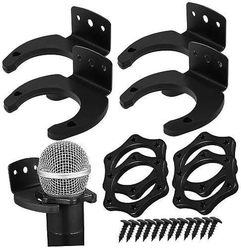 Vaguelly 4 Ensembles De Crochets Noirs Pour Accrocher Des Microphones Sans Fil À Montage Mural Support De Microphone Pour Micro Sans Fil Support Mural De Microphone Support De Micro