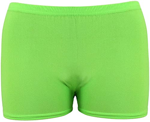 BSBAAA FASHIONS® Women's Neon Microfiber Hot Pants - Ladies Dance Gym Party Wear Yoga Knickers Stretch Stylish Mini Shorts (Neon Green, L/XL)