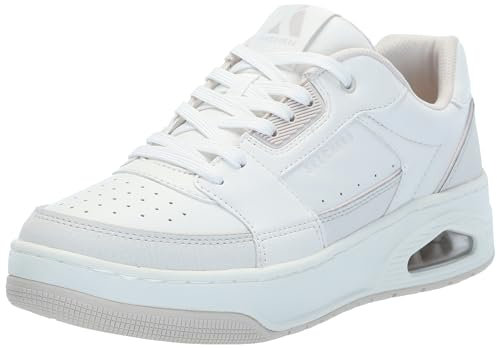 Skechers Women's Uno Court Sneaker, White Leather/Duraleather Trim, 5 UK