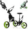 SPOTRAVEL 3 Wheel Golf Push Pull Cart, Folding Golf Trolley with Adjustable Umbrella Holder, Hydraulic Seat, Storage Bag & Beverage Holder, Lightweight Golf Bag Holder (Green)