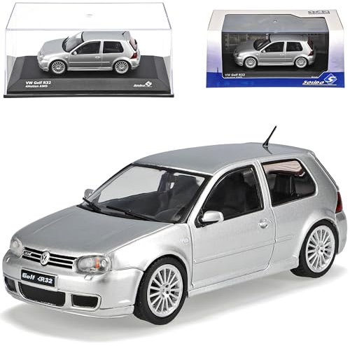 Generisch Volkwagen Golf IV R32 Silber 3 Türer 1997-2003 1/43 Solido Modell Auto mit individiuellem Wunschkennzeichen