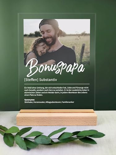 BonusPapa Geschenk personalisiert - Acryl Foto Geschenk: Definition wie im Duden - Bonus Papa & Stiefpapa Geschenke