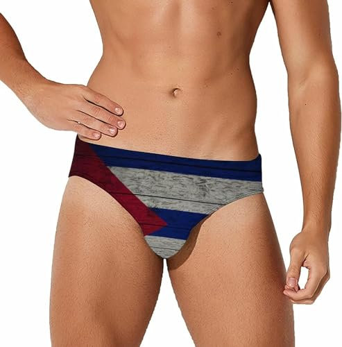 Melbrakin Costume da Bagno da Uomo con Bandiera Cuba, Slip da Bagno, Costume da Bagno Bikini Perizoma a Triangolo