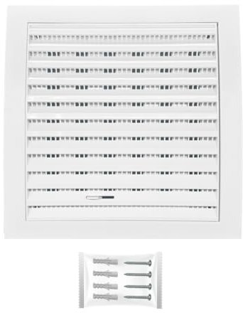 H&C VENT Rejilla Ventilación de 190 x 190mm con Conector │ Extractor de Baño Cocina │ Rejilla Aire Acondicionado Conductos Ventilador Tubo │ Cubiertas de Ventilacion con cierre regulable y Mosquitera