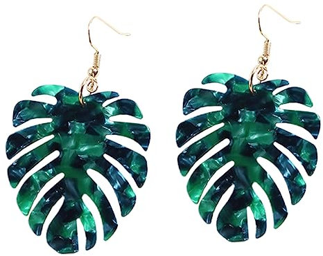 WRITWAA Pendientes De Hoja Monstera Verdes, Accesorios De Verano, Pendientes Decorativos Para Fiestas, Sin Olor, Seguros Y Saludables
