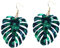 WRITWAA Pendientes De Hoja Monstera Verdes, Accesorios De Verano, Pendientes Decorativos Para Fiestas, Sin Olor, Seguros Y Saludables