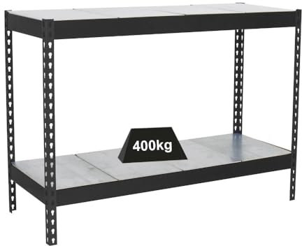 PROREGAL Schwerlastregal Mini Metal YETI Two | HxBxT 90x150x75cm | Fachlast 400kg | Anthrazit | Regal Standregal Werkstattregal Lagerregal Kellerregal