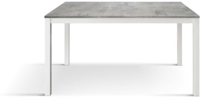 PAZZO DESIGN Tavolo Allungabile Benny, Tavolo Soggiorno, Tavolo Cucina, Tavolo Studio, Piano Nobilitato Melaminico, Gambe Metallo Bianche, Made in Italy, Grigio Cemento, 120x80x75 cm - id_2165