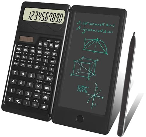 Portable Scientific Calcultor with Writing Tablet,Engineering Scientific Calculator with Solar Battery, Professional Portable Foldable Calculator Notepad for Office,School