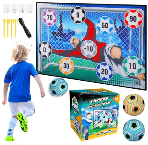 Set da Gioco con Pallone da Calcio per Bambini di 3-8 Anni, Lancio del Calcio Giochi da Esterno, Regalo di Compleanno per Ragazzi e Ragazze