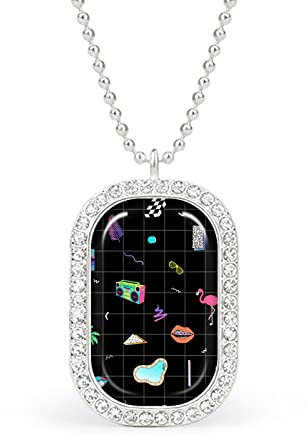 Flamingo, Tropical Leaves, Palm Tree, Boombox, Pool Novelty Necklace Personalized Necklace Print Pattern Pendant With Chain Silver Gold Gift For Women Men