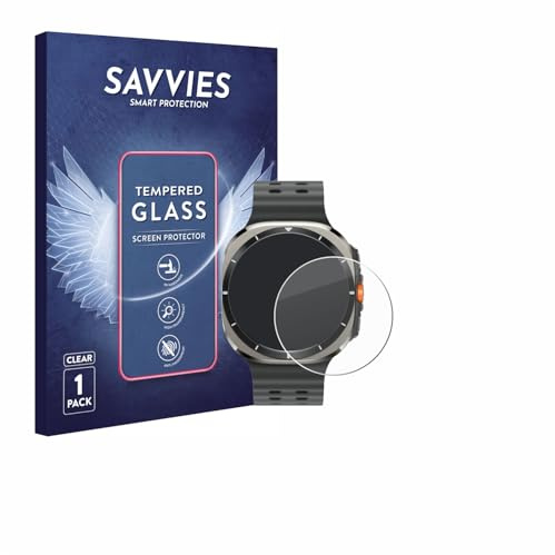 Savvies Panzer Schutz Glas für Samsung Galaxy Watch Ultra/Ultra 2 (47 mm) 9H Hartglas, Anti-Fingerprint, Displayschutz