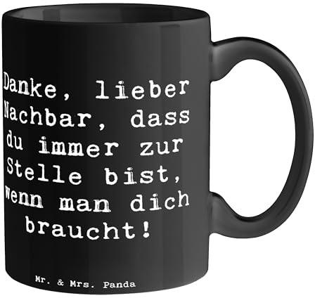 Mr. & Mrs. Panda Tasse Spruch Danke Nachbar - Geschenk, herzliche Worte, Dankeschön, Kaffeetassen, Aufmerksamkeit, Tasse Motive, Nachbarschaft,