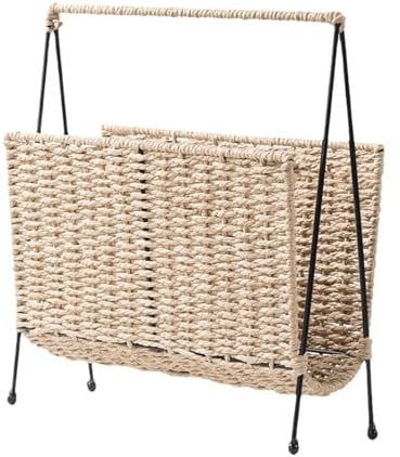 Soporte para revistas tejido a mano, cesta de almacenamiento de libros, estante de almacenamiento de periódicos para sala de estar, guardería, oficina