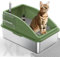 FURTIME Stainless Steel Cat Litter Tray Green with Detachable Enclosure, 31cm High Sided Cat Litter Box Anti-Spillage and 60cm Extra Large Litter Tray with Lid for All Cats, with Litter Scoop & Mat
