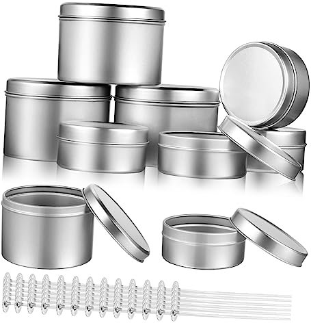 PLAFOPE Candle Making Supplies Aluminum Empty Cans Cotton Wick Pillar Candle Tins