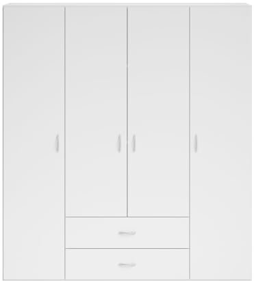 Arthauss Transform Your Bedroom with the Elegant Stella Trading BASE 4-Door Hinged Wardrobe: Spacious White Matt Storage W160cm - Perfect for Modern UK Homes
