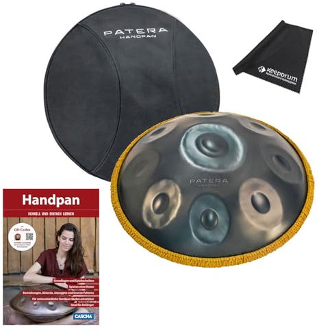 Patera Handpan HPDM-4 D-Amara mit Lehrbuch und keepdrum Mikrofasertuch