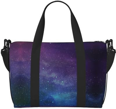Universum mit Sternen, Galaxie-Interstellar-Druck, Sporttasche, persönliche Gegenstände, Handgepäcktasche, Wochenendtasche für Damen und Herren, Schwarz, Einheitsgröße, Schwarz, One Size