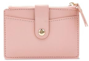 AfitLulu Porte Feuilles pour Femme Porte Monnaie Femme avec 4 Carte Fentes et Fermeture Éclair Monnaie Poche, Petit Portefeuille Femmes Cuir pour Cartes de Crédit, Cartes de Visite (Rose)