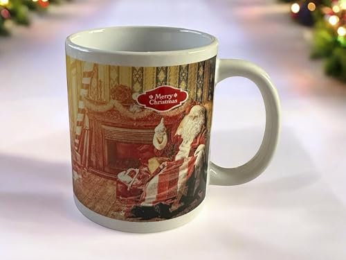 GMM Tazza Natalizia Mug, Tazze a Tema Natale, Tazzone Decorativo (Bianco Babbopoltrona)