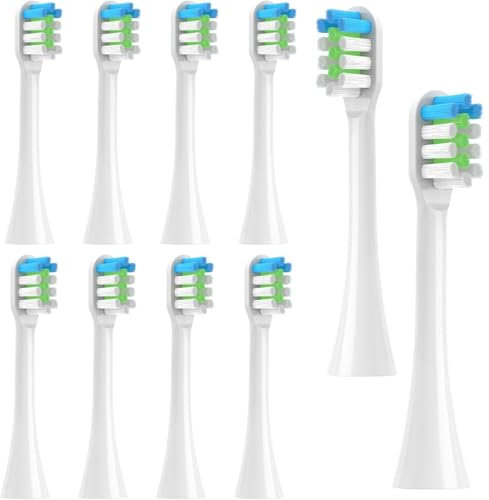 YEWCEP 10 Stück Lächen Elektrozahnbürstenersatzköpfe, Weiß, Kompatibel mit Lächen RM-T5B/ RM-T8B/ RM-H9/ RM-051B/ RM-T7/ RM-ST031 und Olybo, Ergonomisch geformt mit hoher Dichte Weichborsten