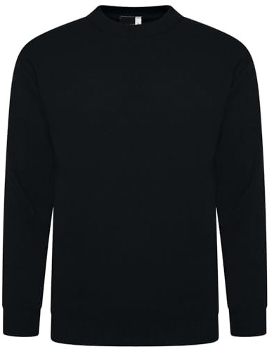VEARZ Unisex Mens Jumpers Cable Knitted Pullover - Adults Lightweight Soft Classic Soft Sweater Thermal Top Long Sleeve Winter Jumpers for Men UK, Black, M