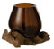 J-Line Vase sur Pied Gamal Bois/Verre Recyclé Naturel/Brun Medium