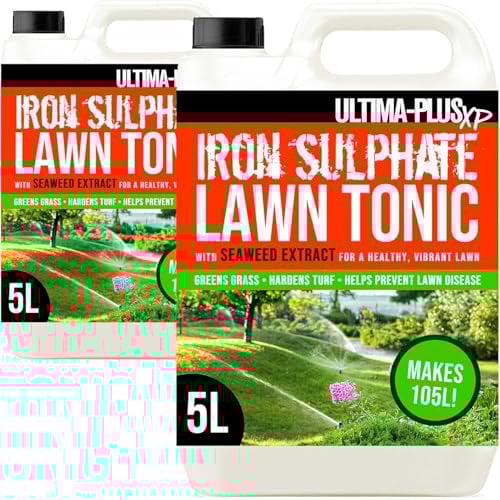 Ultima-Plus XP Iron Sulphate Lawn Tonic Liquid Fertiliser with Seaweed Extract - Provides Greener Grass and Hardens Turf (10 Litres)