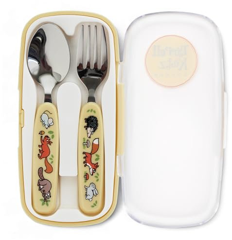 Tyrrell Katz Kids Trucks Printed 2 Piece Cutlery Set Woodland Themed with Case - Dishwasher Safe Flatware Children's Fork and Spoon - 15 x 8 x 2 cm
