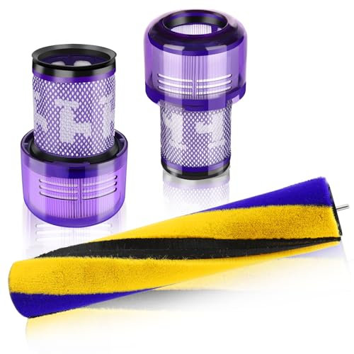 V12 Spazzola per Dyson V12 Detect Slim Filtro per Dyson V12 Slim Accessori di ricambio per V12 Aspirapolvere,Pezzi di ricambio #971517-01 & 971634-01 (2*V12 Filtro+1*V12 Spazzola)